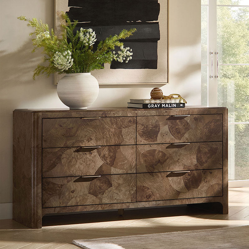 Virel Modern Marquetry 6-Drawer Dresser