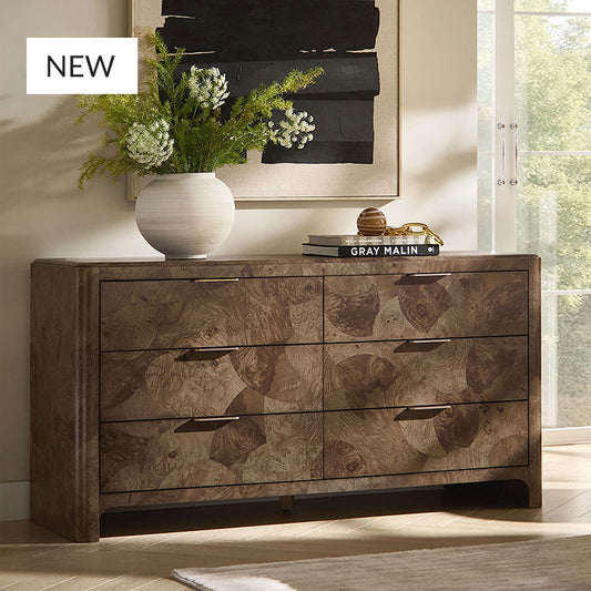 Virel Modern Marquetry 6-Drawer Dresser
