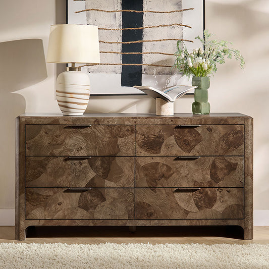 Virel Modern Marquetry 6-Drawer Dresser