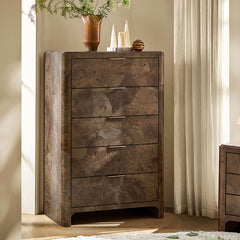 Virel Modern Marquetry 5-Drawer Chest