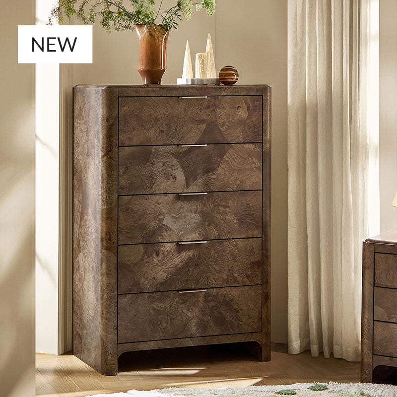 Virel Modern Marquetry 5-Drawer Chest