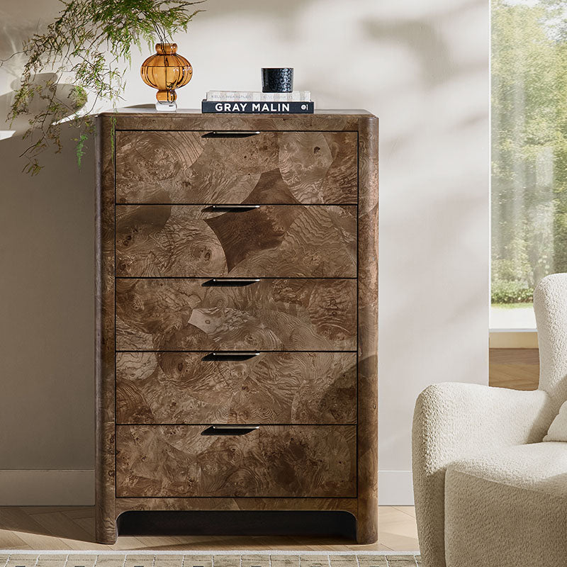 Virel Modern Marquetry 5-Drawer Chest
