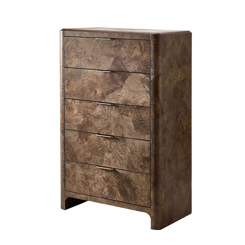 Virel Modern Marquetry 5-Drawer Chest