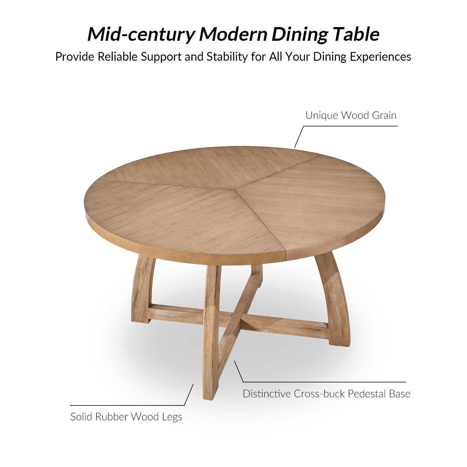 Sherry 54" Solid Wood Round Dining Table