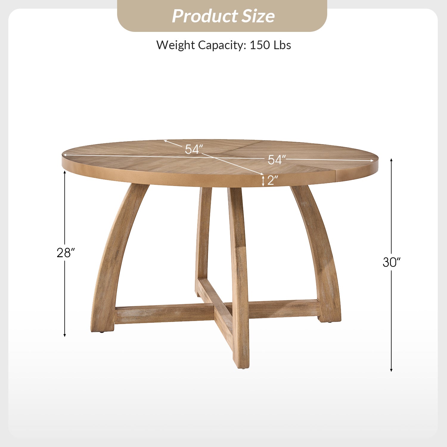 Sherry 54" Solid Wood Round Dining Table