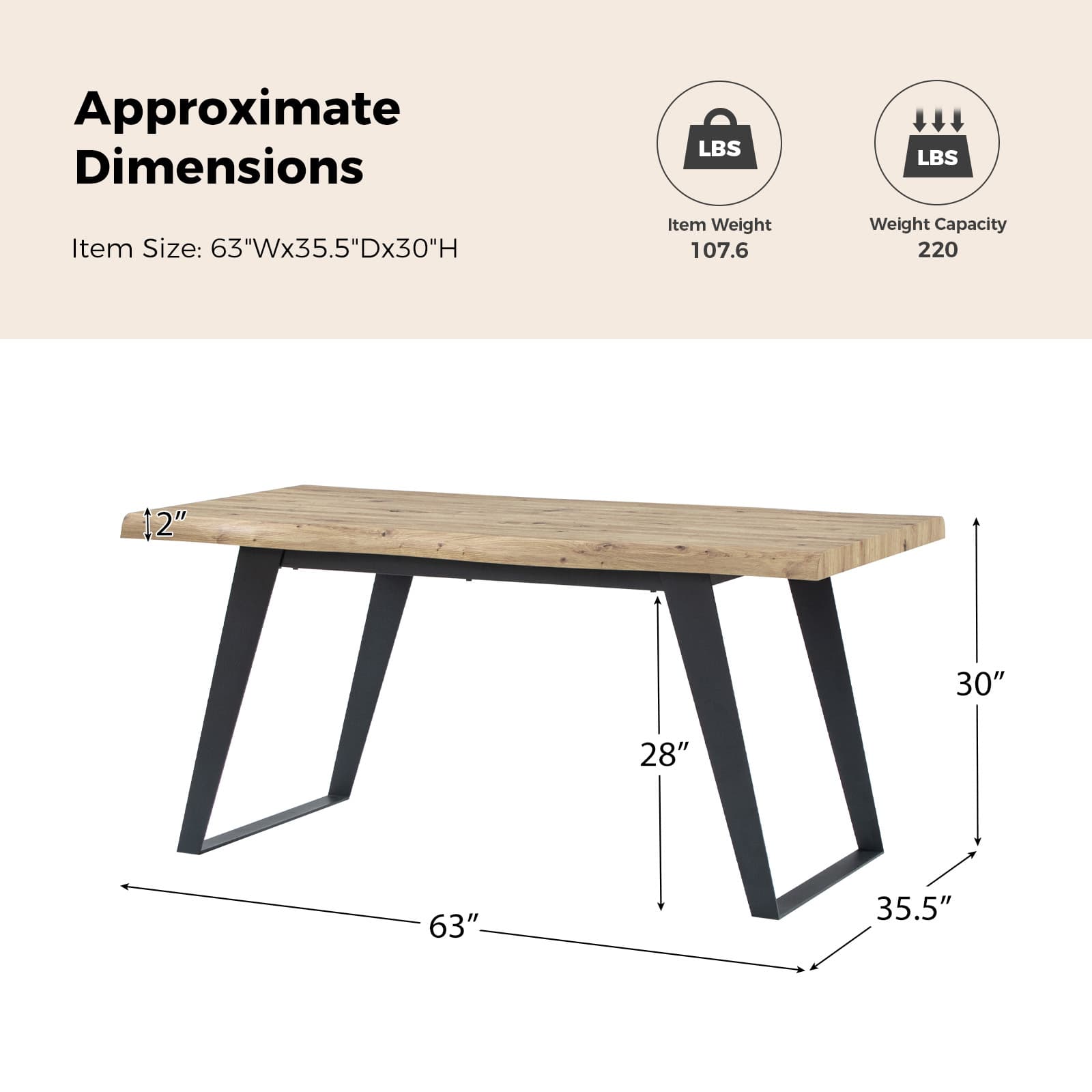 Mike 63'' Modern Minimal Dining Table