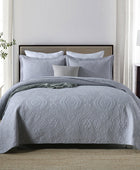 Aramis Reversible 3 Piece Damask Quilt Set