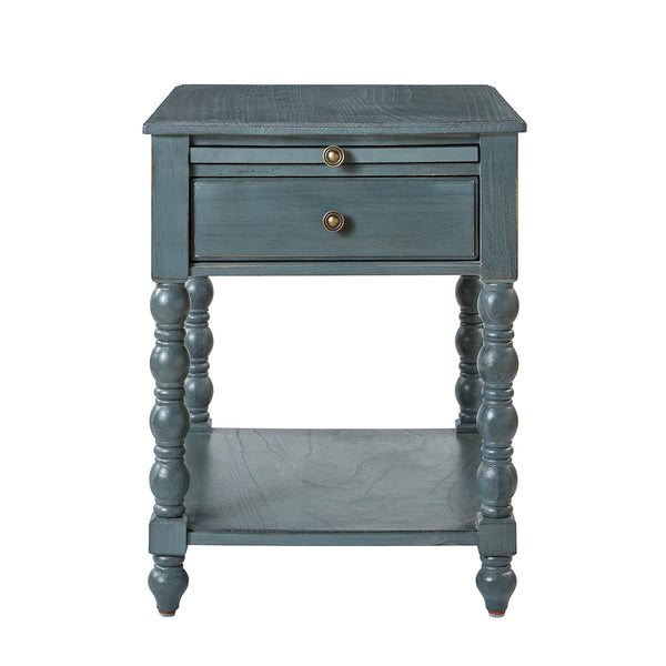 Ira 26" Tall Farmhouse Solid Wood End Table with Built-in Charging Outlets(Optional Types)