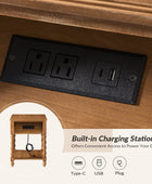 Ira 26" Tall Farmhouse Solid Wood End Table with Built-in Charging Outlets(Optional Types)