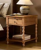 Ira 26" Tall Farmhouse Solid Wood End Table with Built-in Charging Outlets(Optional Types)