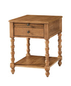 Ira 26" Tall Farmhouse Solid Wood End Table with Built-in Charging Outlets(Optional Types)