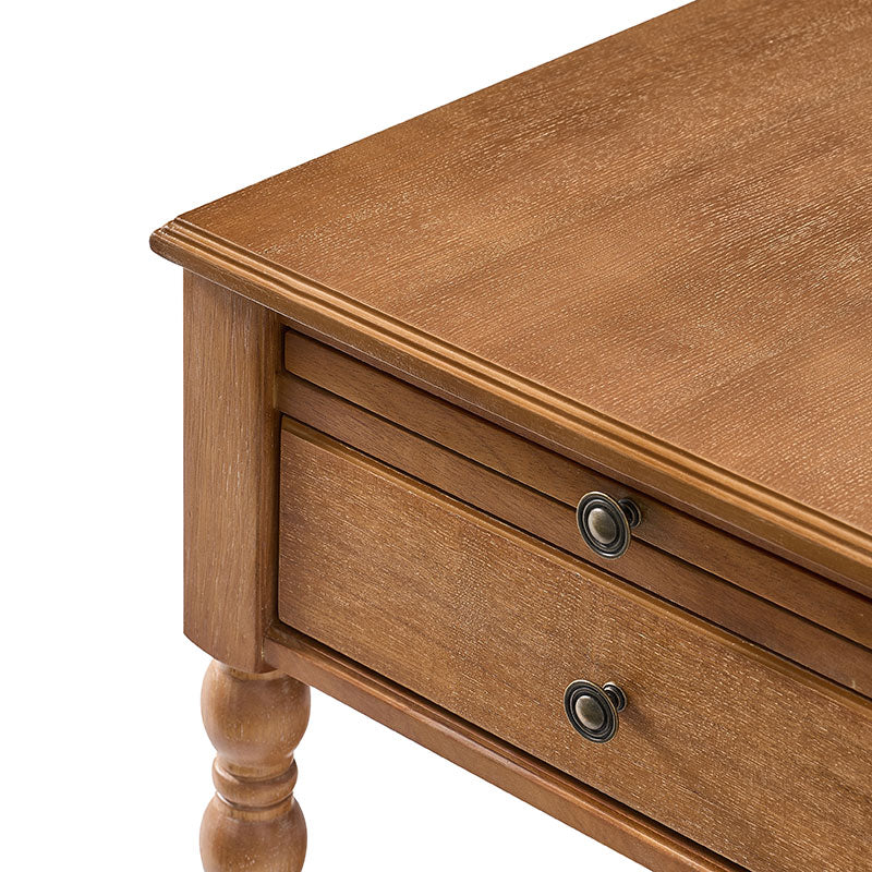 Ira 26" Tall Farmhouse Solid Wood End Table with Built-in Charging Outlets(Optional Types)