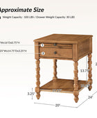 Ira 26" Tall Farmhouse Solid Wood End Table with Built-in Charging Outlets(Optional Types)