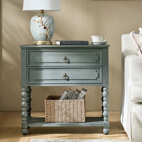 Multi-Functional Wooden End Table with USB & Open Shelf(Optional Types)