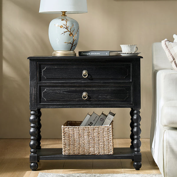 Multi-Functional Wooden End Table with USB & Open Shelf(Optional Types)