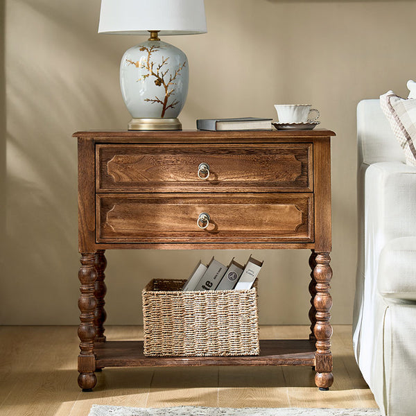Multi-Functional Wooden End Table with USB & Open Shelf(Optional Types)