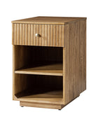 Reeded Modern End Table with Adjustable Shelf & USB Ports(Optional Types)