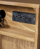 Reeded Modern End Table with Adjustable Shelf & USB Ports(Optional Types)