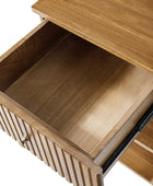 Reeded Modern End Table with Adjustable Shelf & USB Ports(Optional Types)