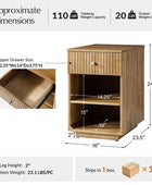 Reeded Modern End Table with Adjustable Shelf & USB Ports(Optional Types)