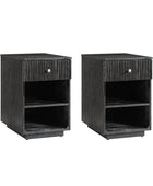 Reeded Modern End Table with Adjustable Shelf & USB Ports(Optional Types)