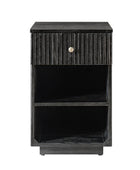 Reeded Modern End Table with Adjustable Shelf & USB Ports(Optional Types)