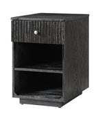 Reeded Modern End Table with Adjustable Shelf & USB Ports(Optional Types)