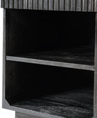 Reeded Modern End Table with Adjustable Shelf & USB Ports(Optional Types)