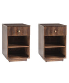 Reeded Modern End Table with Adjustable Shelf & USB Ports(Optional Types)