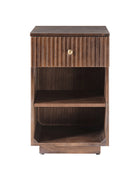 Reeded Modern End Table with Adjustable Shelf & USB Ports(Optional Types)