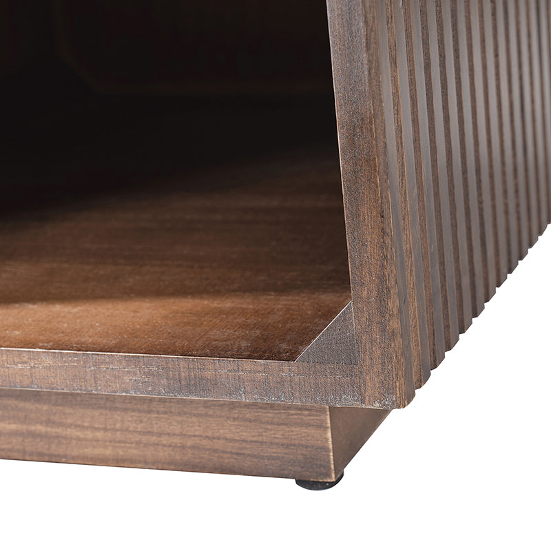 Reeded Modern End Table with Adjustable Shelf & USB Ports(Optional Types)