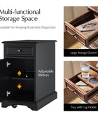 Roque Storage End Table with Hooded Wheels & Built-In Outlets(Optional Types)