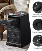 Roque Storage End Table with Hooded Wheels & Built-In Outlets(Optional Types)