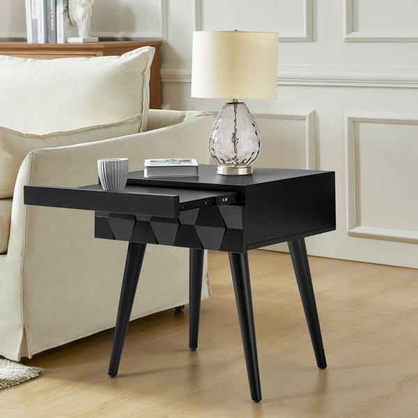 Vivian Mid-century Modern Nightstand with Charging Station