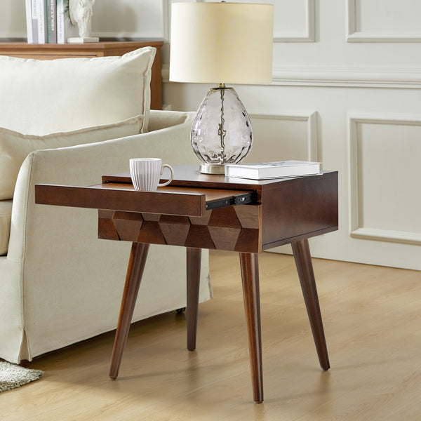 Vivian Mid-century Modern Nightstand with Charging Station