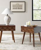 Vivian Mid-century Modern Nightstand with Charging Station(Optional Types)