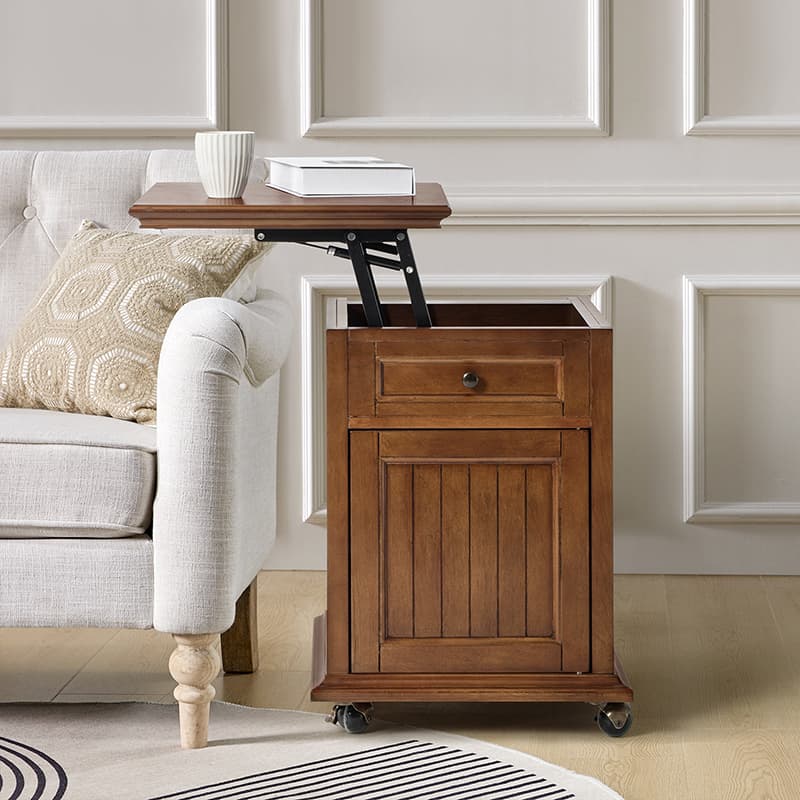 Tianna Farmhouse Lift-Top Storage End Table with Built-in Charge