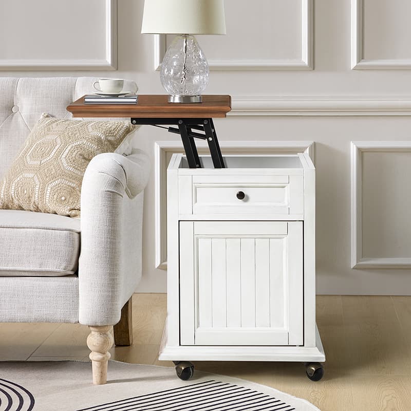 Tianna Farmhouse Lift-Top Storage End Table with Built-in Charge