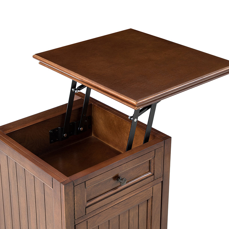 Tianna Farmhouse Lift-Top Storage End Table with Built-in Charge