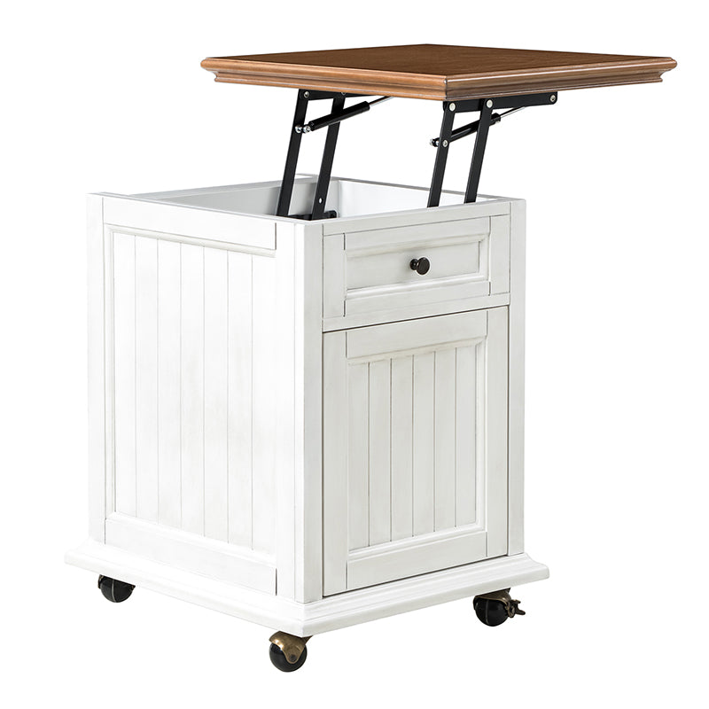 Tianna Farmhouse Lift-Top Storage End Table with Built-in Charge