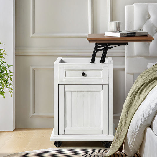 Tianna Farmhouse Lift-Top Storage End Table with Built-in Charge