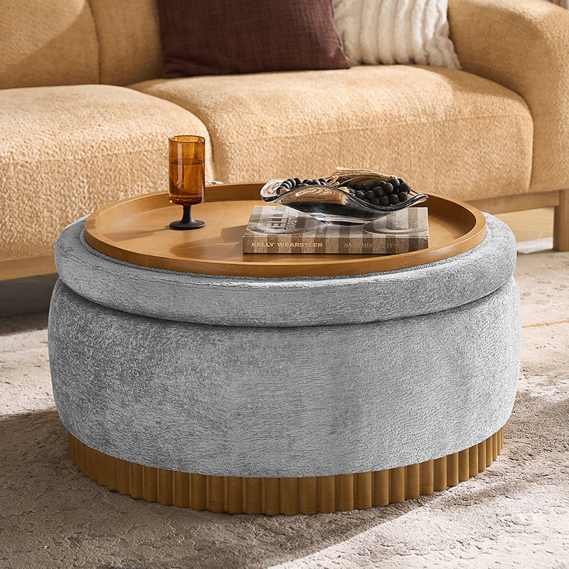 Eon Round Storage Ottoman with Reversible Tray