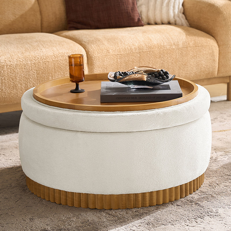 Eon Round Storage Ottoman with Reversible Tray
