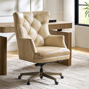 Adrian Hand-Rubbed Oil-Wax Leather Wingback Office Chair