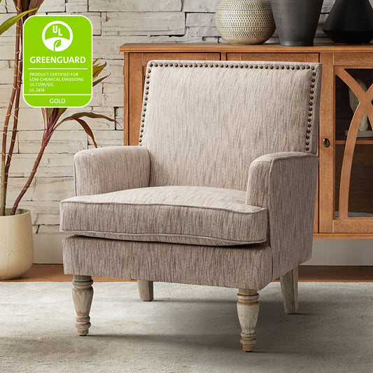 Augustus Upholstered Armchair with Nail-Head Trim