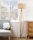 Easyshift™ Tripod Floor Lamp with Rattan Shade