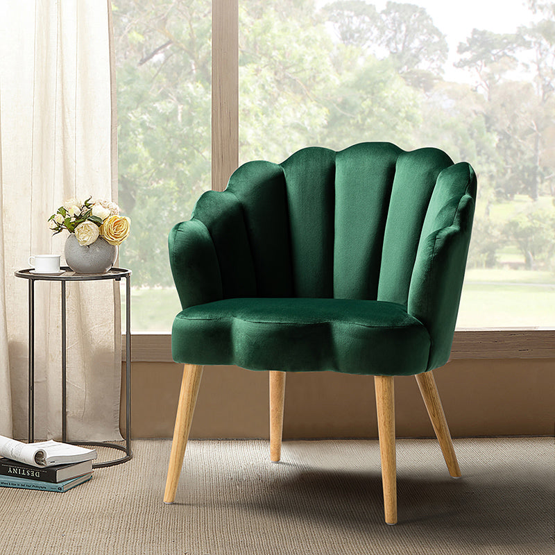 Ariel Scalloped Velvet Armchair - Hulala Home