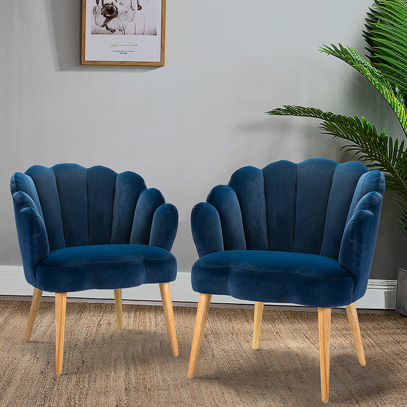 Navy velvet store scalloped armchair