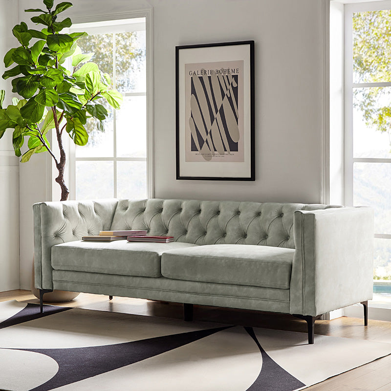 Capsa 84" Vegan Leather Tufted Sofa