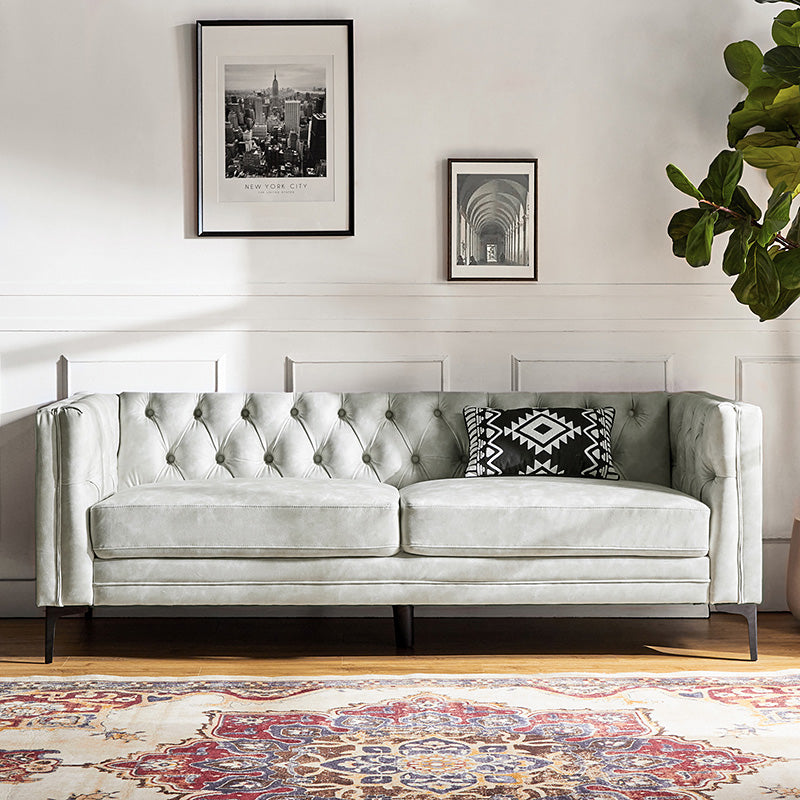 Capsa 84" Vegan Leather Tufted Sofa